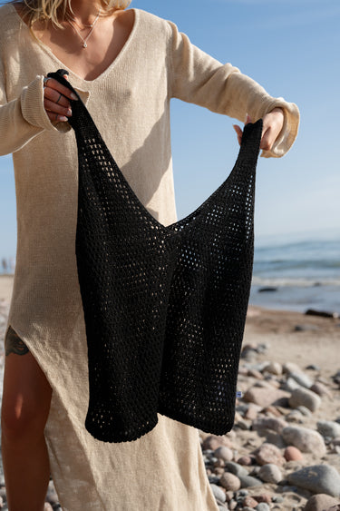Mare Sommertasche aus 100 % Leinen Schwarz