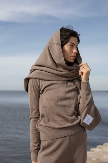 Via Schal aus 100 % Merinowolle Taupe