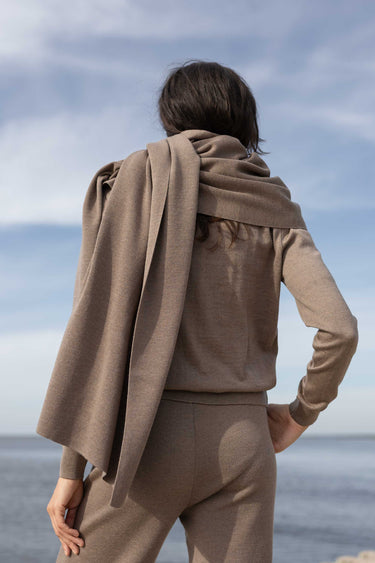 Via Schal aus 100 % Merinowolle Taupe