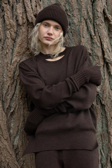 Rotondo-Mütze aus 100 % Merinowolle Schokolade