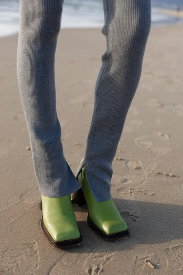 Barra Gerippte Leggings aus 100 % Merinowolle Hellgrau