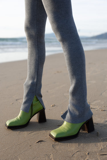 Barra Gerippte Leggings aus 100 % Merinowolle Hellgrau